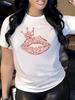 Damen Casual Kurzarm Lippenabdruck Rundhals T-Shirt für Frühling & Sommer Damenmode Grafikbekleidung 2026 Sommer Neues T-Shirt