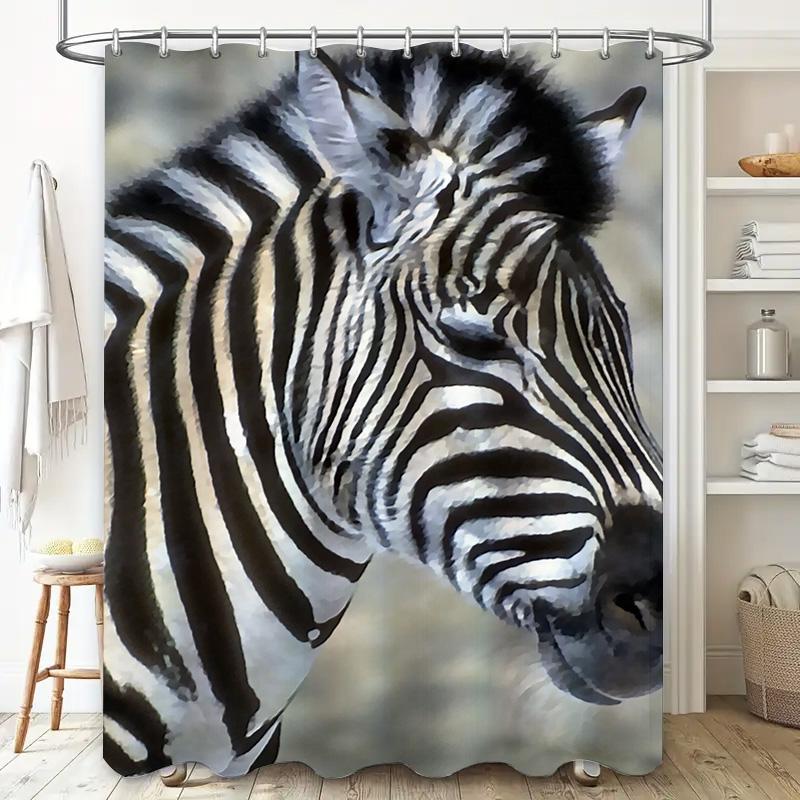 Animal Print Shower Curtain Zebra Pattern Decor For Bathroom Waterproof Fabric Home Decor Accessories