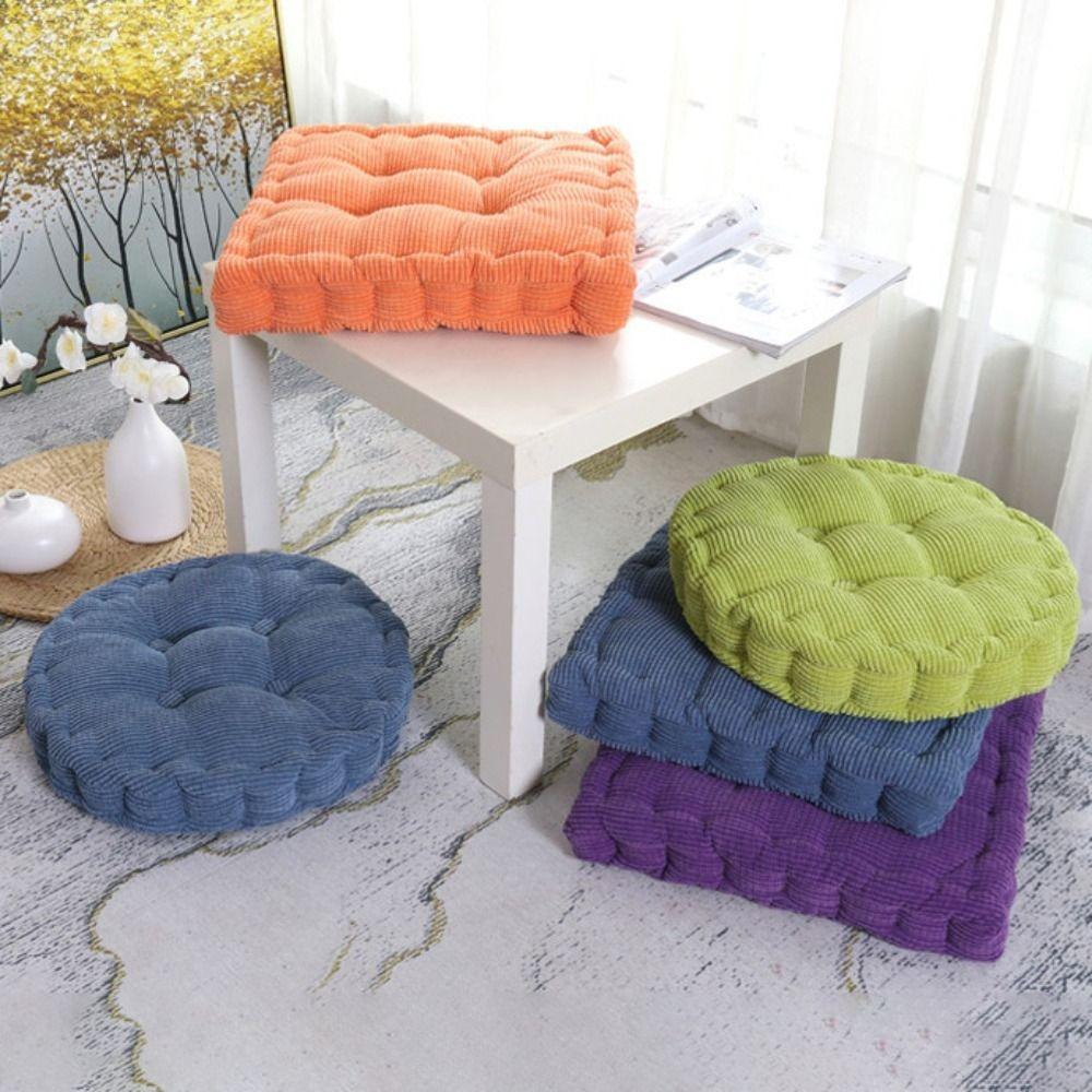 Thickened Tufted Seat Cushion Solid Color Sofa Cushion Seating Pillow Floor Cushion  Student