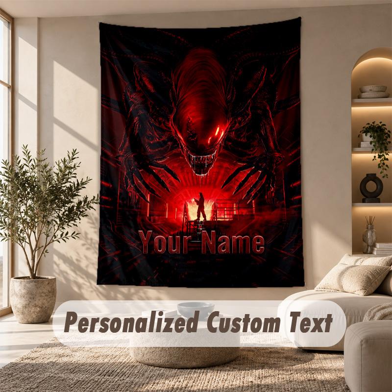 Tapestry Custom Name Text, Wall Hanging Tapestry Home Room DecorAlien Xenomorph
