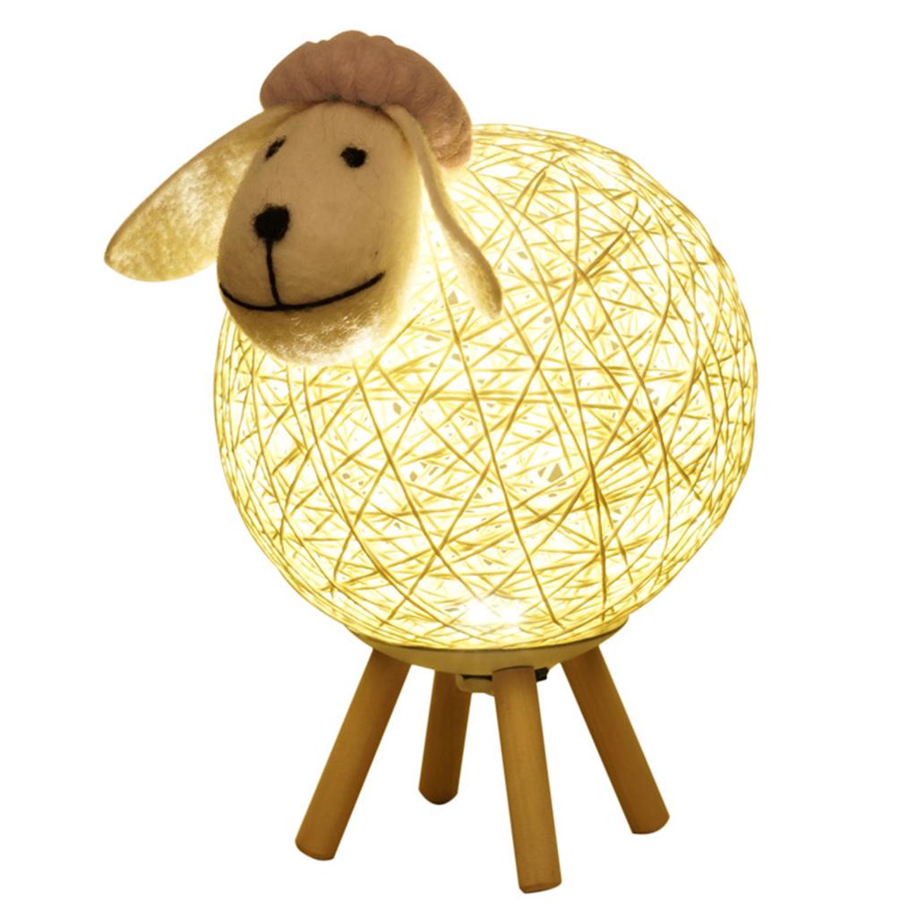 LEDs Night Light for Kids Cute Sheep Yarn Ball Design Hand Woven Lampshade Moon Lamp Nursery Lamp USB Baby Nightlight