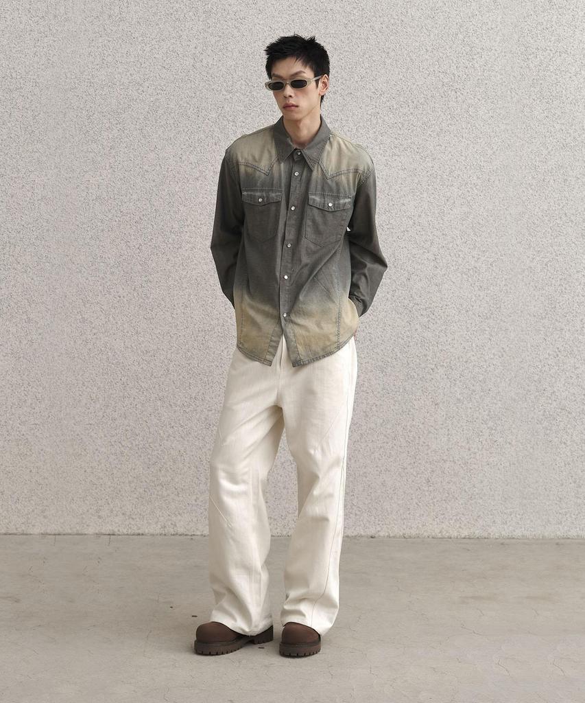 SENTAIR Dart Wide Flare Cotton Pants_Ivory