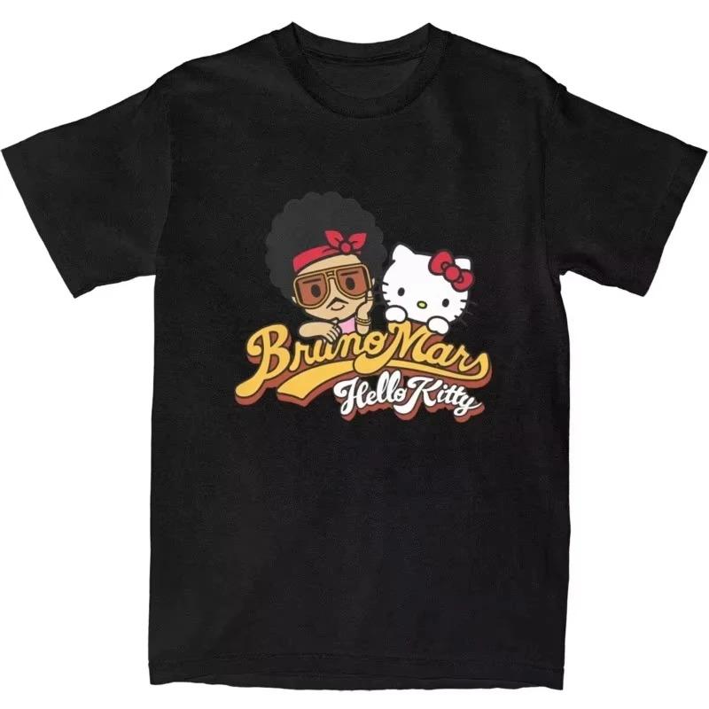 

Bruno Mars x Hello Kitty Retro Disco Crossover Vintage Tour Streetwear Pop Rock Concert Fan Merch T-Shirt 4XL