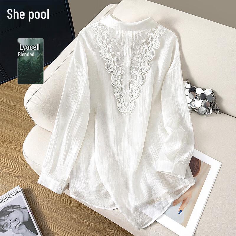 Shechi Women s 2026 Summer Lace Loose Mid-Length Seven-Quarter Sleeve Shirt One Size