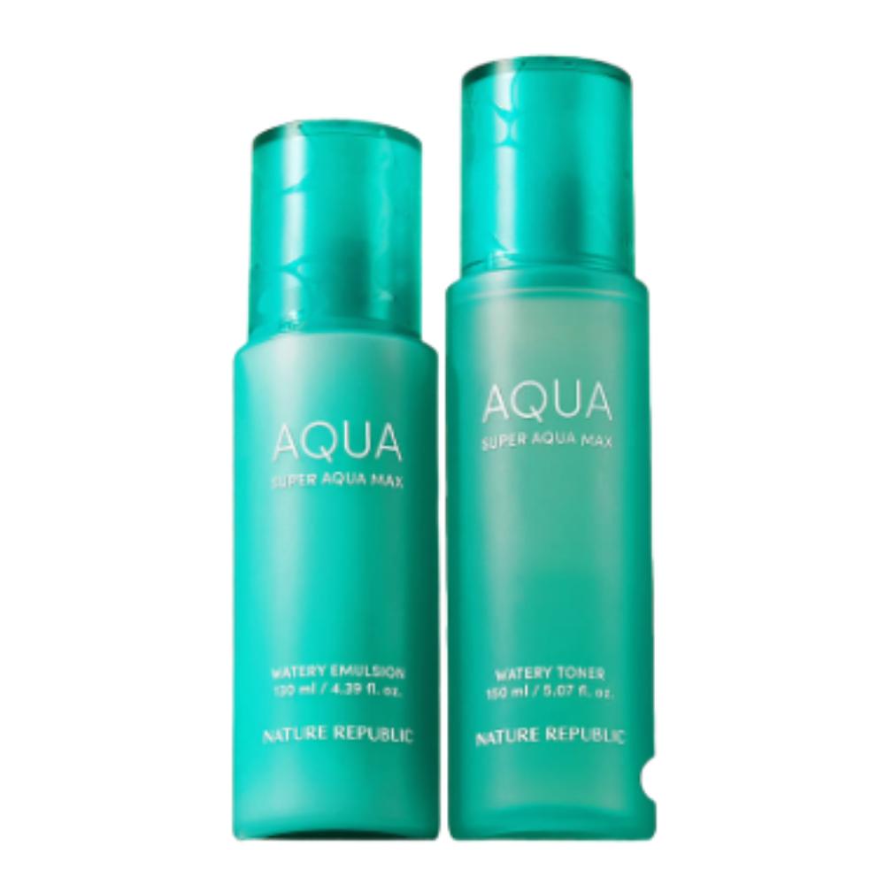 NATURE REPUBLIC Super Aqua Max Hydrating Skincare Special Set (Toner 150ml + Emulsion 130ml)