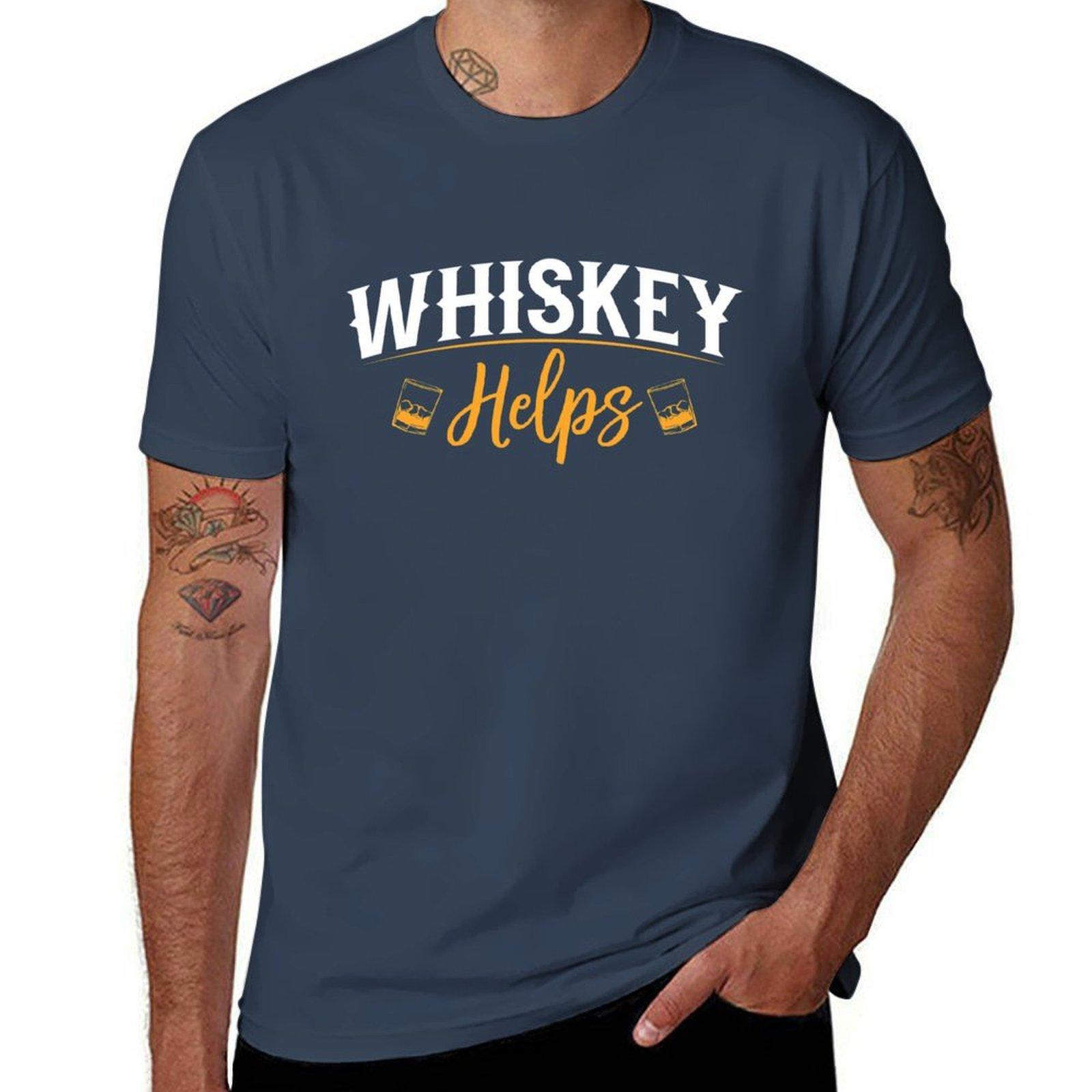 Whiskey Helps Shirt TShirt Classic Graphic Short Sleeve Top S