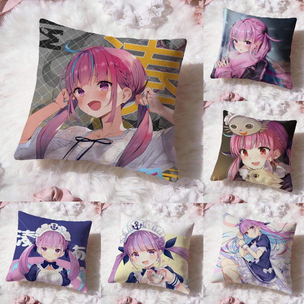 Hololive M-Minato Aqua Cushion Cover Premium Comfort Reversible Pillow Cove -Two In One Design for Any Room & Car Interior