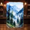 2D Flat - [2D Flat Printing] 1pc Mountain Snow Fog Landscape Pattern Aluminum Sign, Serene Aesthetic Long-Lasting, Premium Aluminum Material, 20.32X30