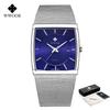 Wwoor Brand Luxury Gold Men Square Japan Quartz Slim Mesh Steel Waterproof Sports Automatic Date Wrist Watches Relogio Masculino
