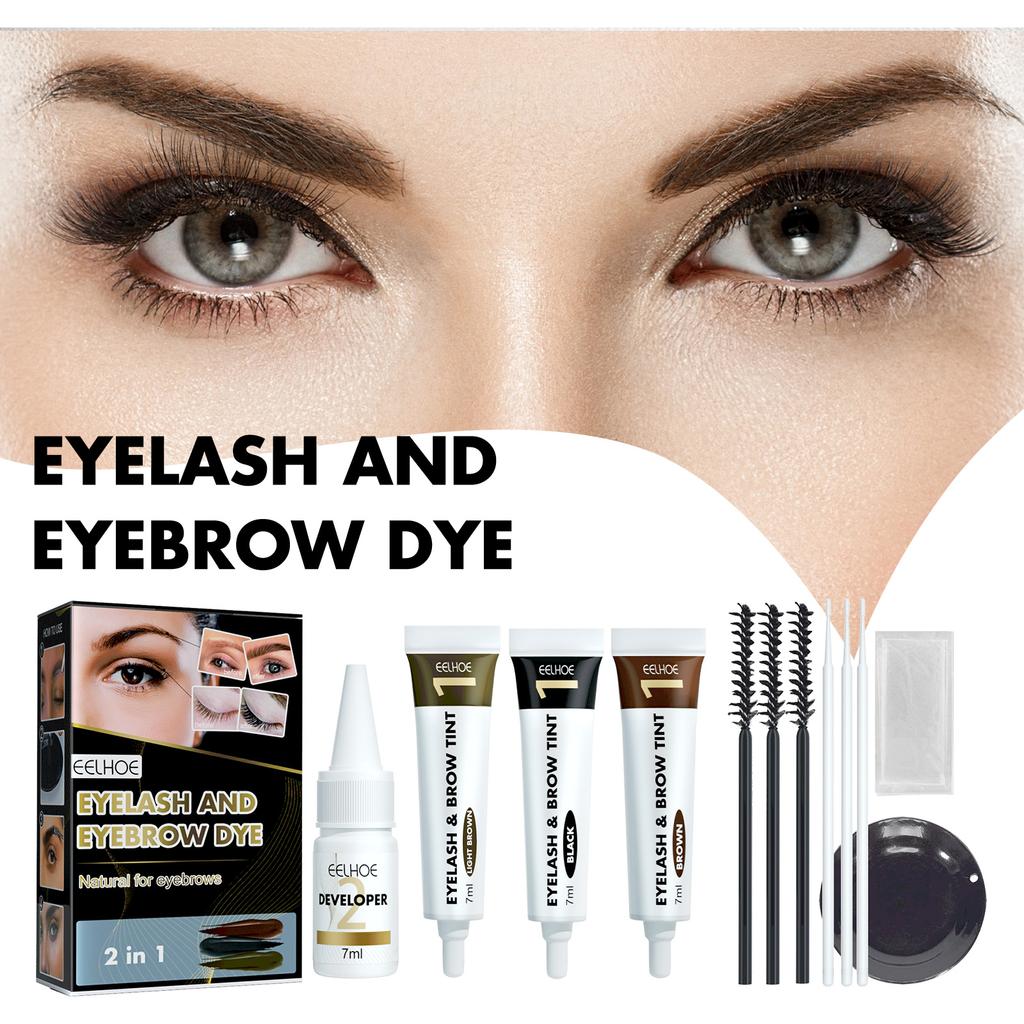 Brow Lash Tint Set, Sweat-Proof Color-Fast Non-Smudge 2-in-1 Eyebrow Eyelash Tinting Set