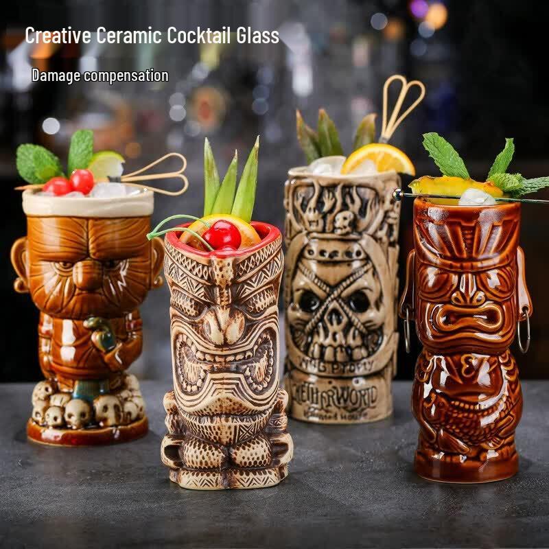 Retro Hawaiian Tiki Keramik Cocktailbecher