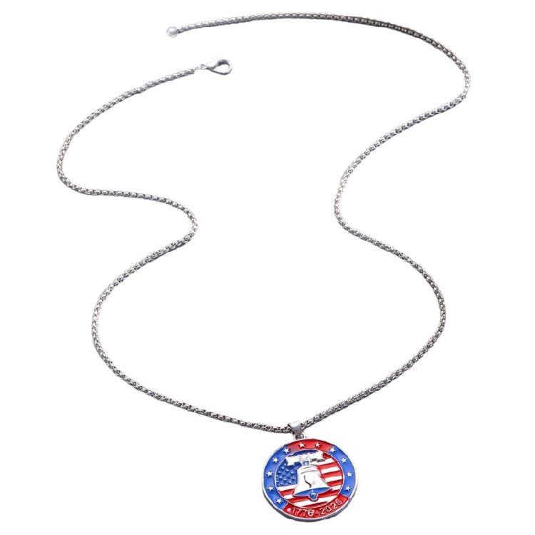 250th Anniversary Commemorative Necklace With Detailed Liberty Bell Designs Alloy Crafted
