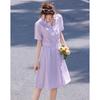 Elegant Pleated Cotton Shirt Dress
