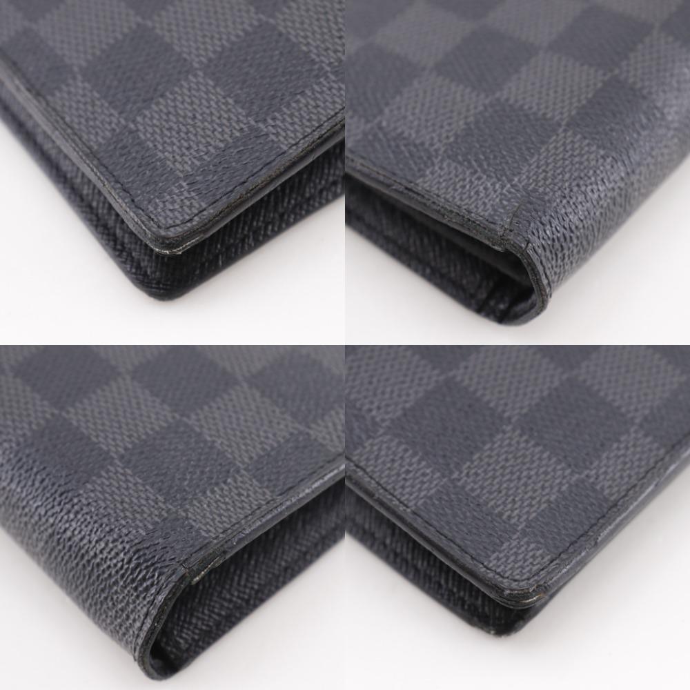 Louis Vuitton Portefeiulle Braza Purse N62665 Black Damier Grafitto Canvas Mens Used