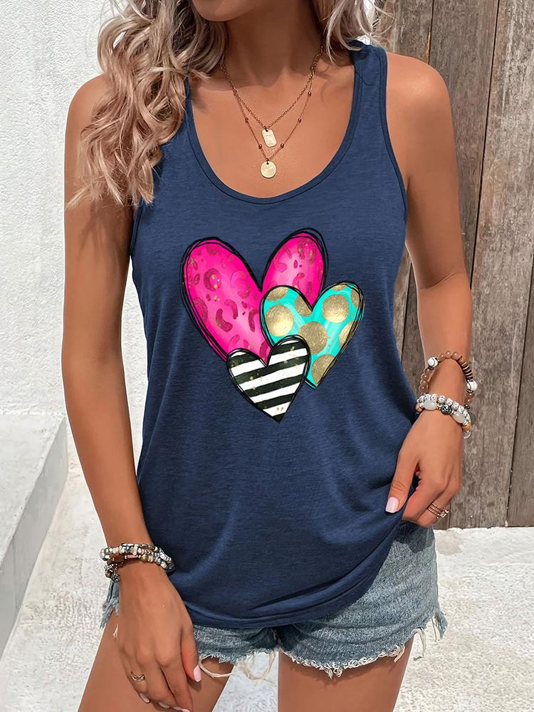 

Women’s Vest Funny Heart Racerback Tanks Three Color Hearts Graphic Tank Top Fashion Summer Racerback Outfit Vacation Sexy Tops XL
