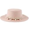 Spring and summer women's fashion shell braided flower belt decorative flat top top hat British lady style small straw hat vacation visor