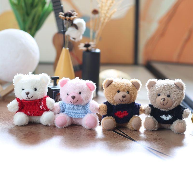 Cute Plush Teddy Bear Keychain With Sweater For Kids And Giftgiving