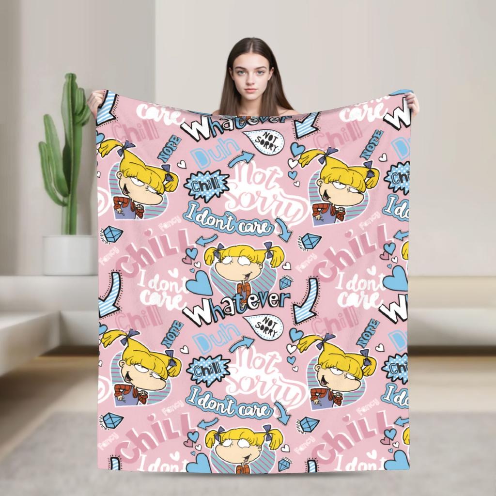Rugrats Playful Character Blankets  Warm Soft Plush Throw Blanket For Couch Chair Airplane Travel Flannel Bedspread Bed Cover