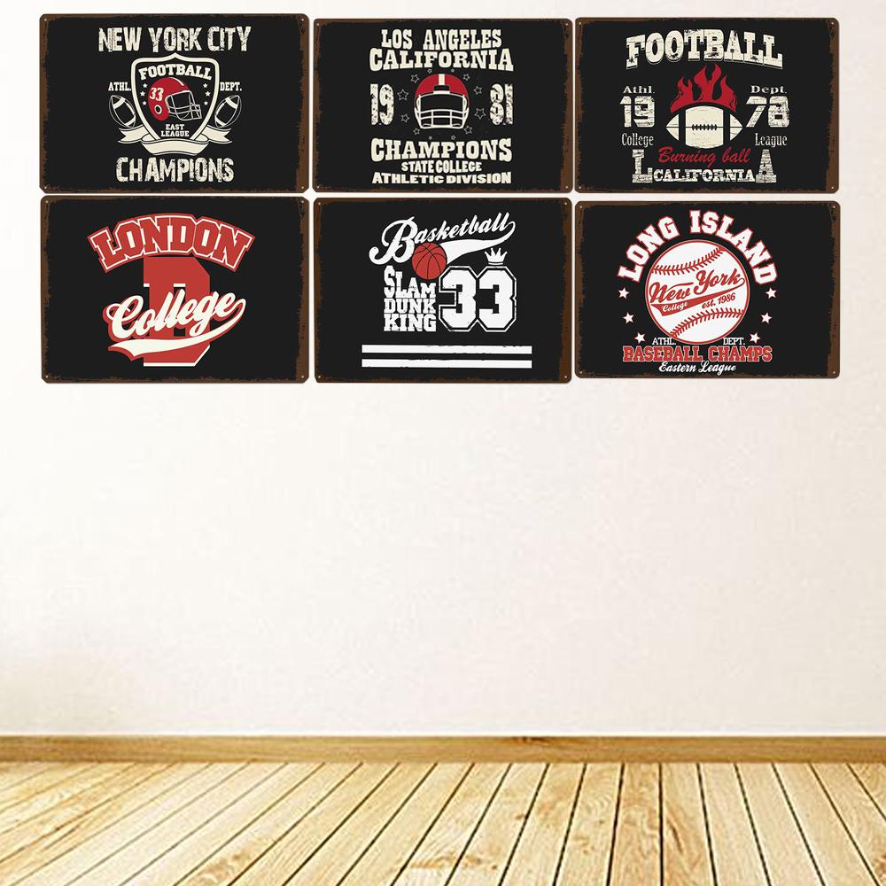 Football Retro Metal Tin Signs Plate Champion New York Shabby Chic Plaque Pub Bar Club Vintage Wall Decor Metal Poster