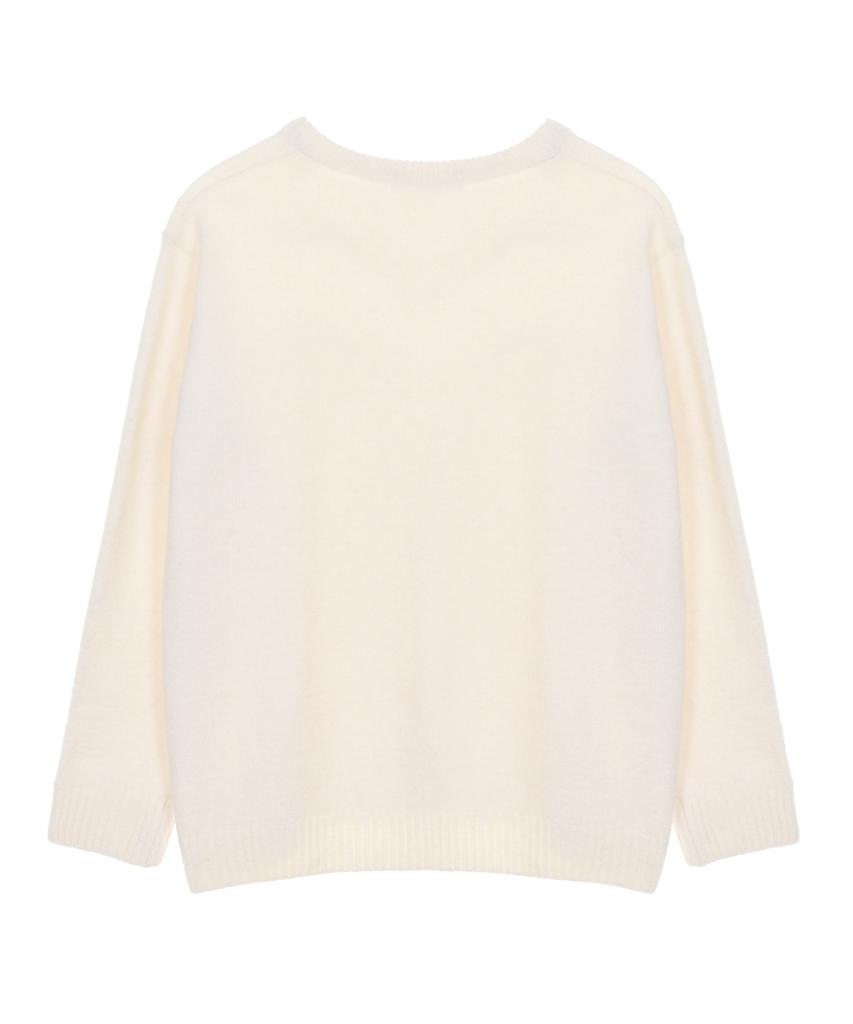 Nigaennikol [Essential] Classical Soft V Sweater_Cream