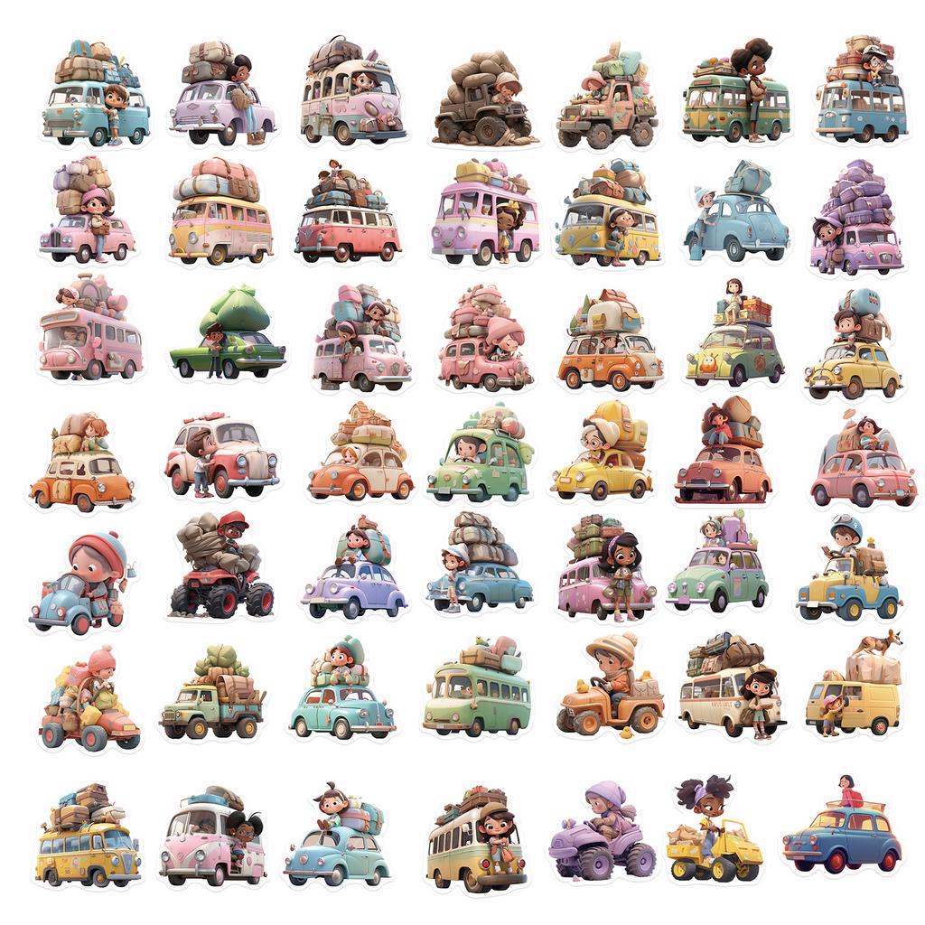 50 Cartoon Travel Car Stickers Personalized Decorative Guitar Notebook Suitcase DIY Waterproof Stickers