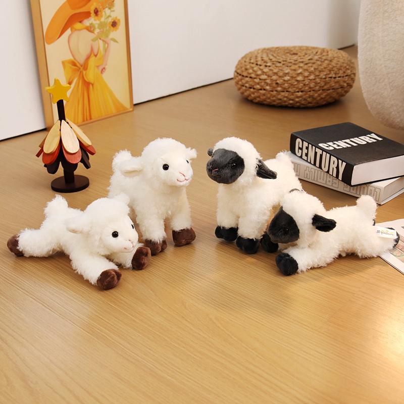 20Cm Cartoon Stand Lying Little Lamb Plush Toys Dolls Girls Boy Companion Stuffed Dolls Kawaii Fluffy Sheep Plush Dolls Toy Gift