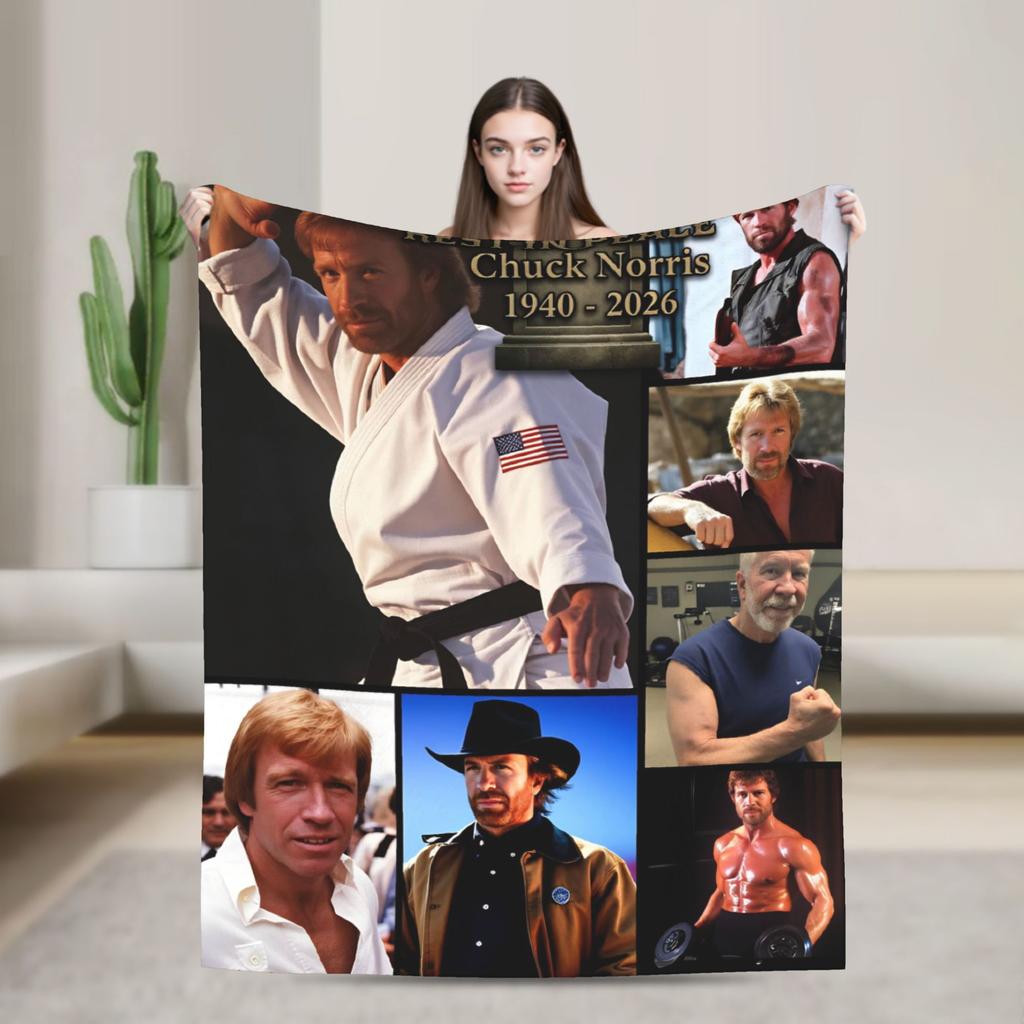 Chuck norris Poster Blankets Quality Warm Soft Bedding Throws Autumn Picnic Couch Bed Trend Bedspread