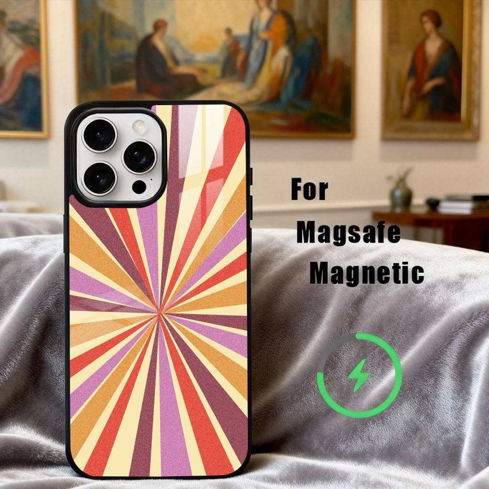 R-Retro P-Pattern Phone Case For iPhone17,16,15,14,13,12,11 Plus,Pro Max Magnetic For Magsafe Wireless Charging