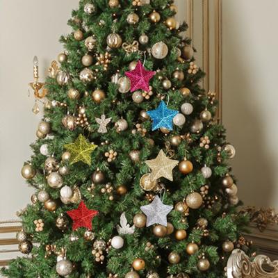 6Pcs Christmas Tree Hanging Ornament, Glitter Star Pendant, Decorations Toy, Cute