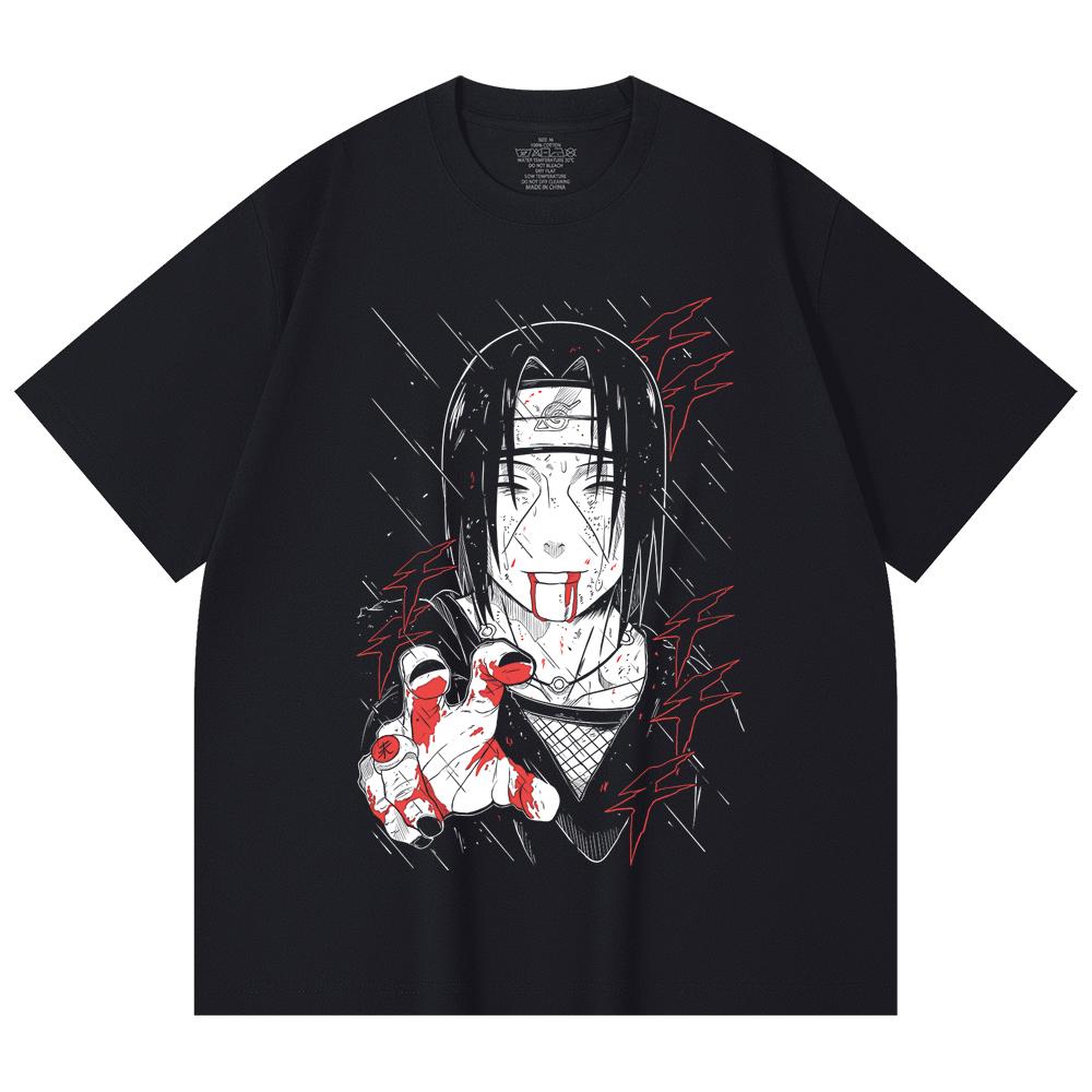 230 Gsm 100% Cotton Naruto V4 Itachi Print Unisex Heavy Cotton T Shirt