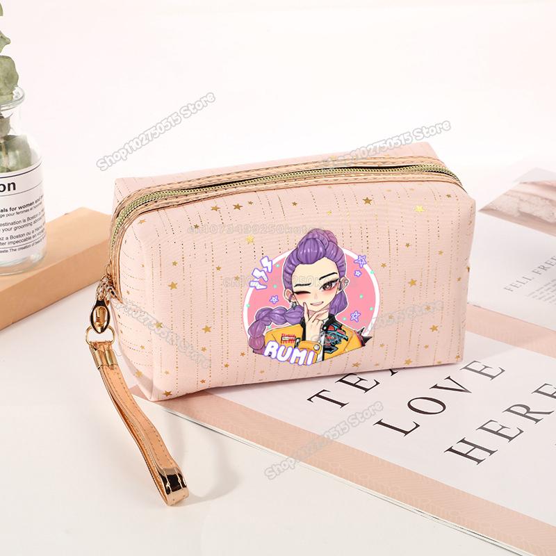 Borsa per Cosmetici Demon Hunters KPop Rumi Mira Zoey Borsa Clutch per Trucco da Ragazza Organizzatori per Pennelli da Trucco da Viaggio da Donna Necessaire