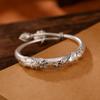Retro Style Personality Carp Lotus Flower Lotus Leaf Lotus Canopy Pure Silver Retro Ethnic Style Adjustable Bracelet An Opening