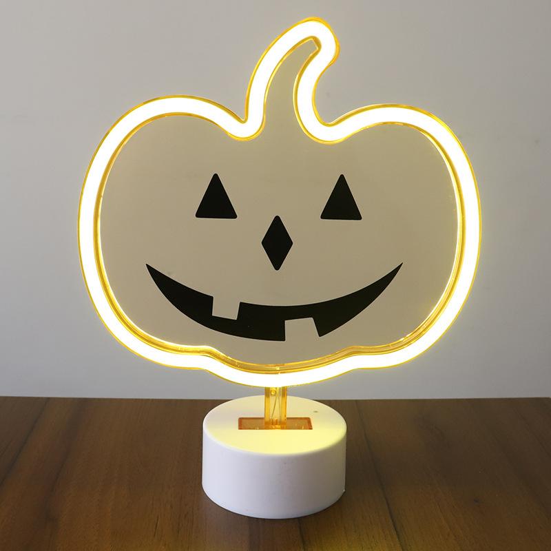 Halloween Neon Pumpkin Night Light Decorative Lamp for Holiday Party Decor Gift