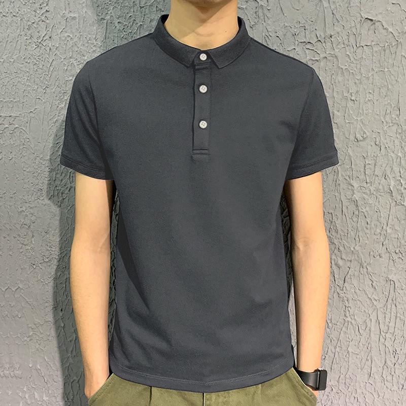 Men's Short-Sleeve Korean Style Polo Shirt with Collar