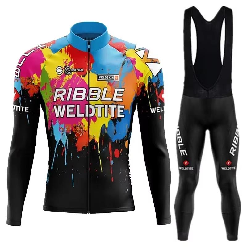 2026 White  Cycling Jersey Set Ribble Weldtite Cycling Clothing Autumn Men Road Bike Shirt Bicycle Tights Mtb Maillot Culotte