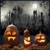 2D Vintage Halloween Graveyard Backdrop Full Moon Foggy Tombstone Photo Prop
