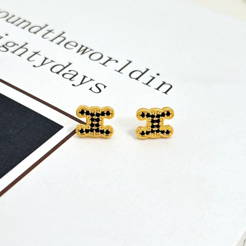 

Manufacturer S Supply Arc De Triomphe Pattern French Light Luxury Micro-Inlaid Zircon Earrings Are In Stock. чорний