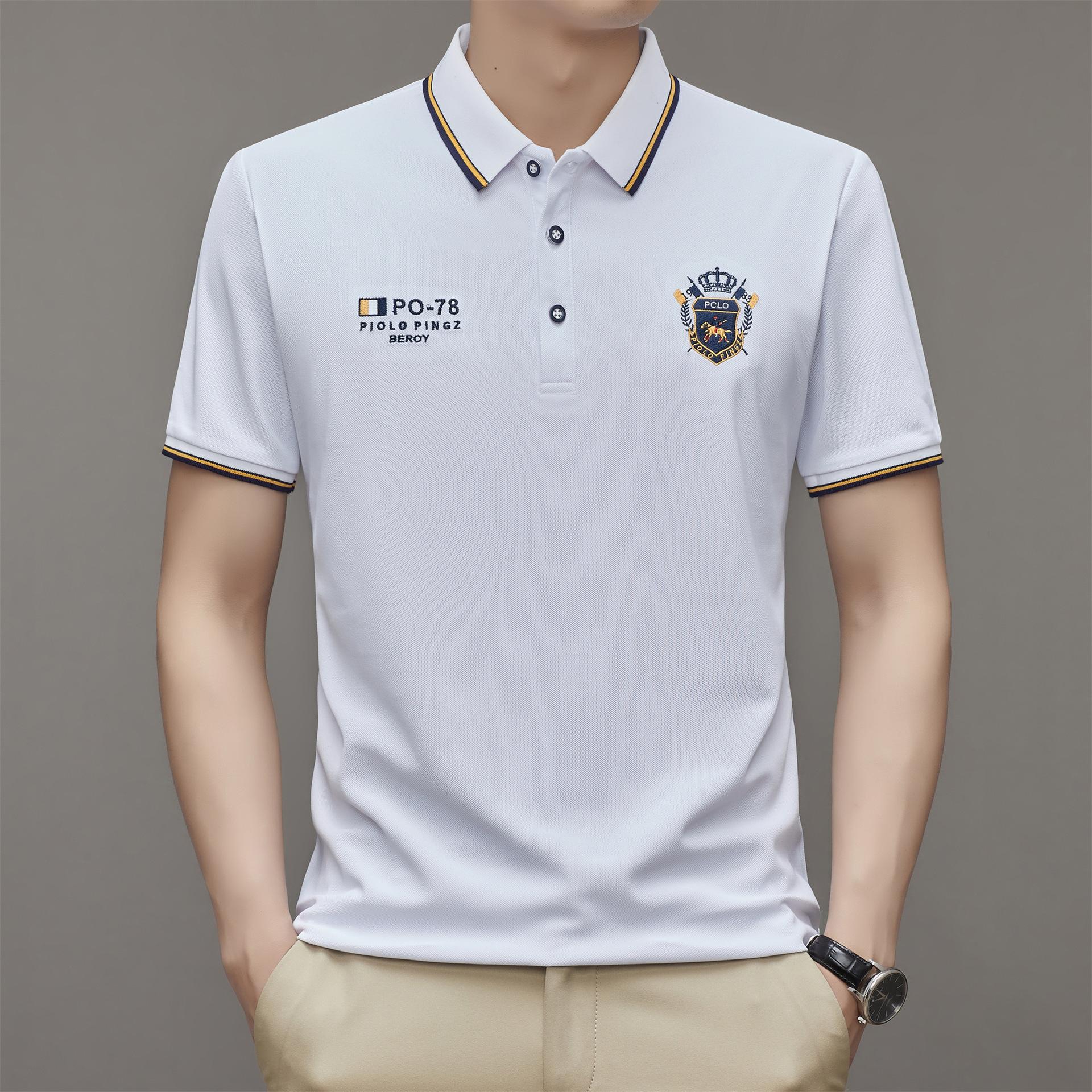 

Летняя рубашка поло с короткими рукавами, футболка, летний наряд, воротник, футболка с короткими рукавами L белый