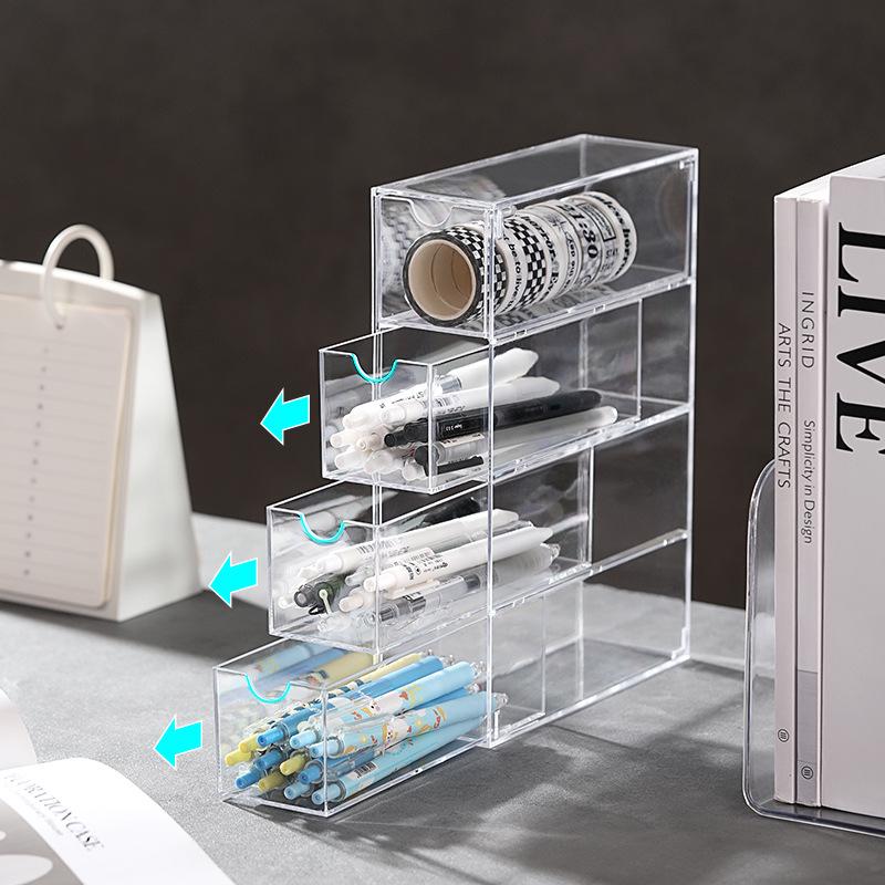 Transparenter Acryl 4-Schubladen Staubdichter Organizer für Kosmetik & Brillen
