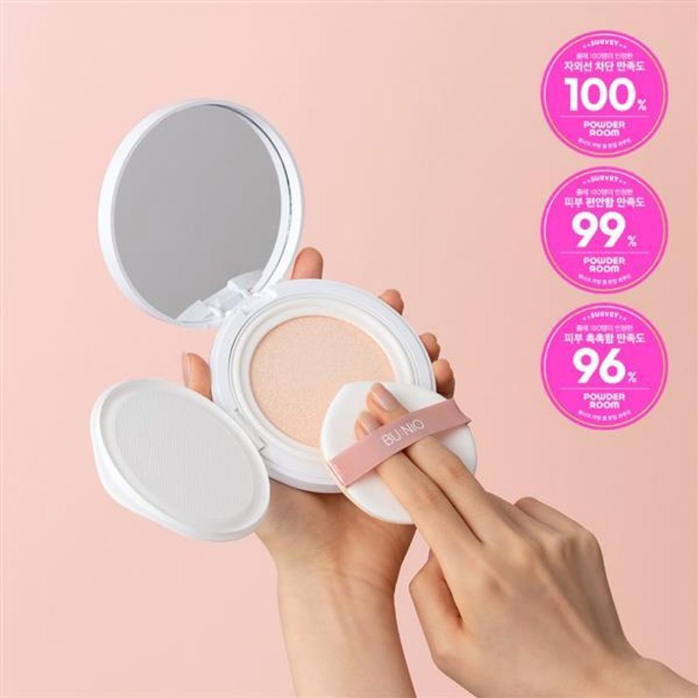 

bunio Calming Cool Tone-Up Sun Cushion Fade-Free BIG SPF50+ Bare Face CC