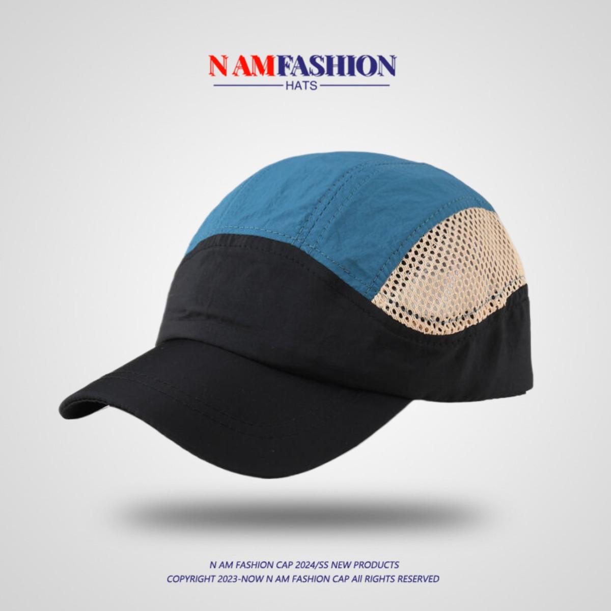 

Japanese Retro Quick Drying Color Blocked Short Brimmed Hat for Men and Women, Outdoor Breathable Mesh Hat, Deep Top, Small Face M（56-58cm）