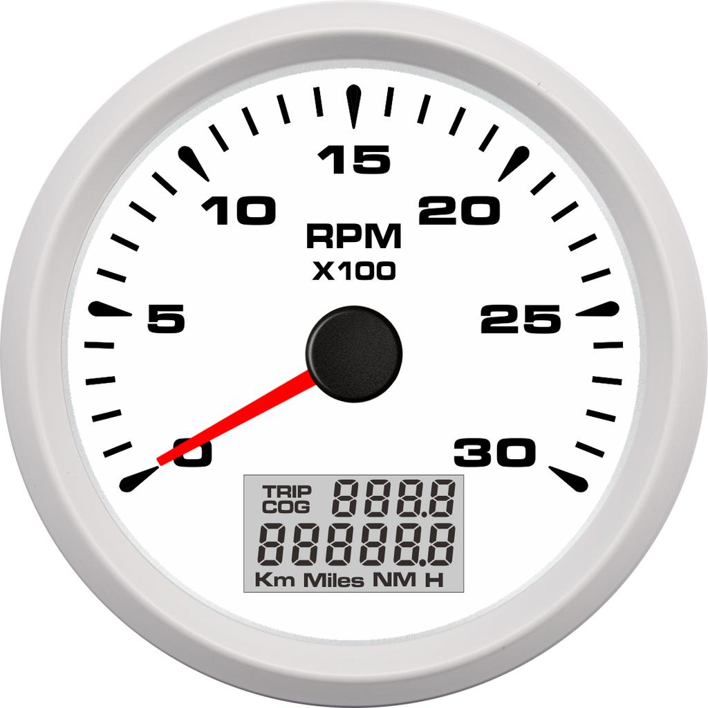 Universal 85mm Car Boat Tachometer Tacho Gauge 0-6000RPM 1-300 Speed Ratio Rev Counters with Trip Hour Meter 7 Colors