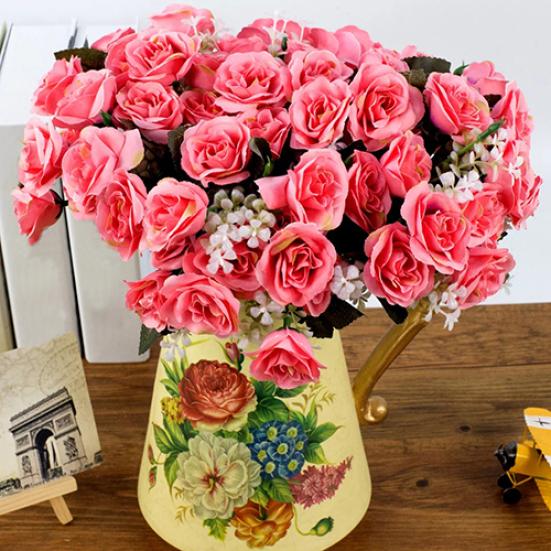 12 Head Artificial Fake Rose Flower Wedding Party Bridal Bouquet Home Room Decor