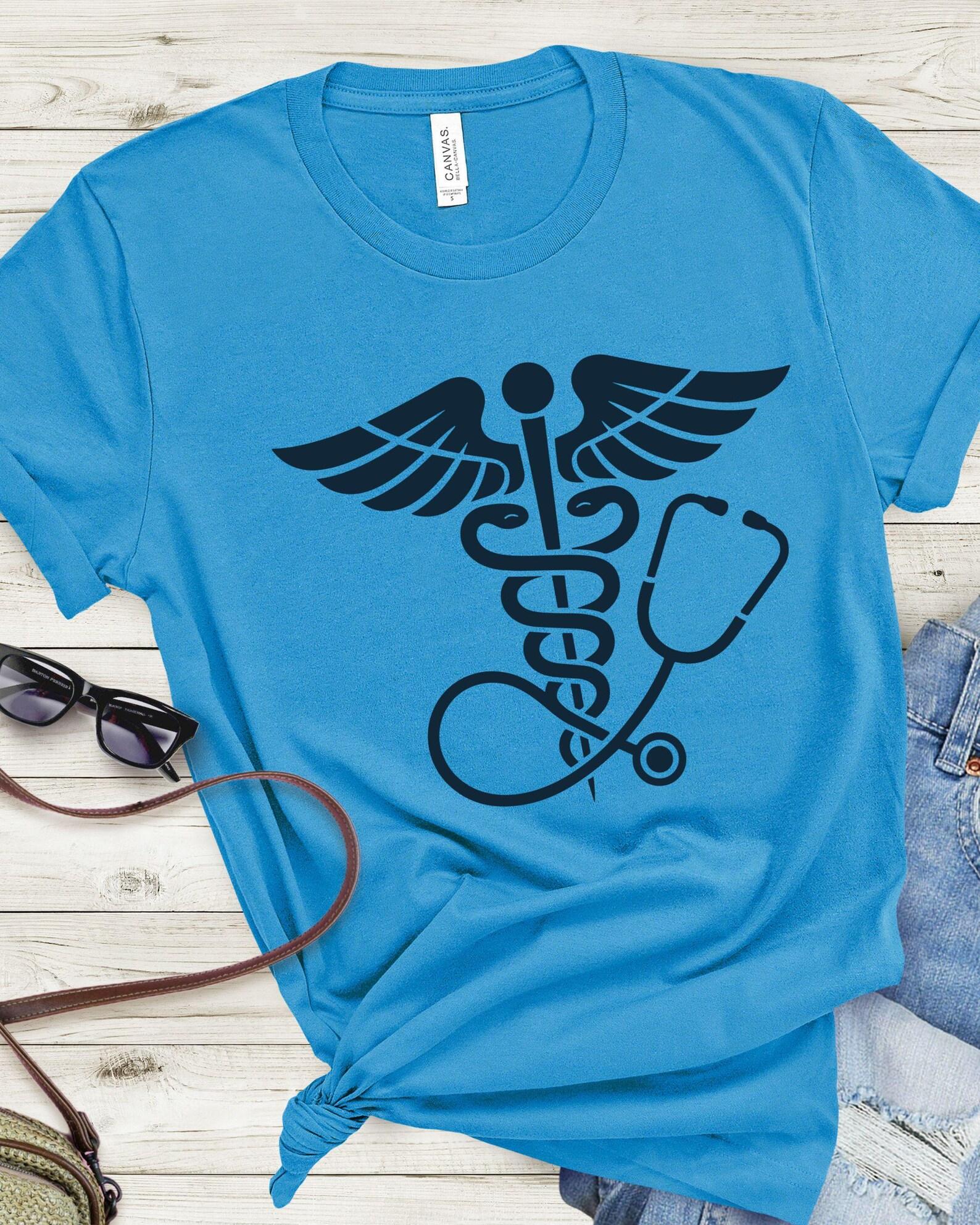 Caduceus Stethoscope Medical Tee | Doctor Nurse Physician T-Shirt, 7 colors, medical emblem 4XL