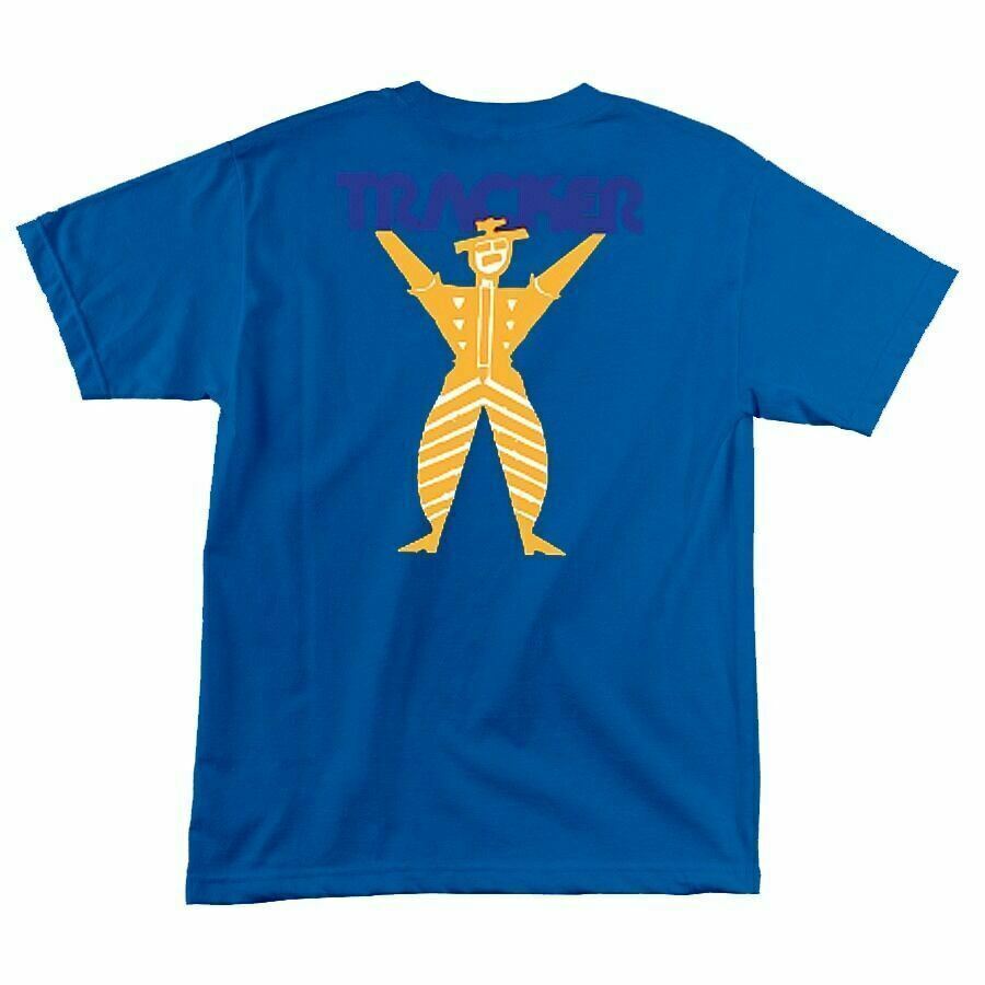 Tracker Trucks TRACKERMAN LOGO Skateboard T Shirt ROYAL BLUE Unisex T-Shirt L
