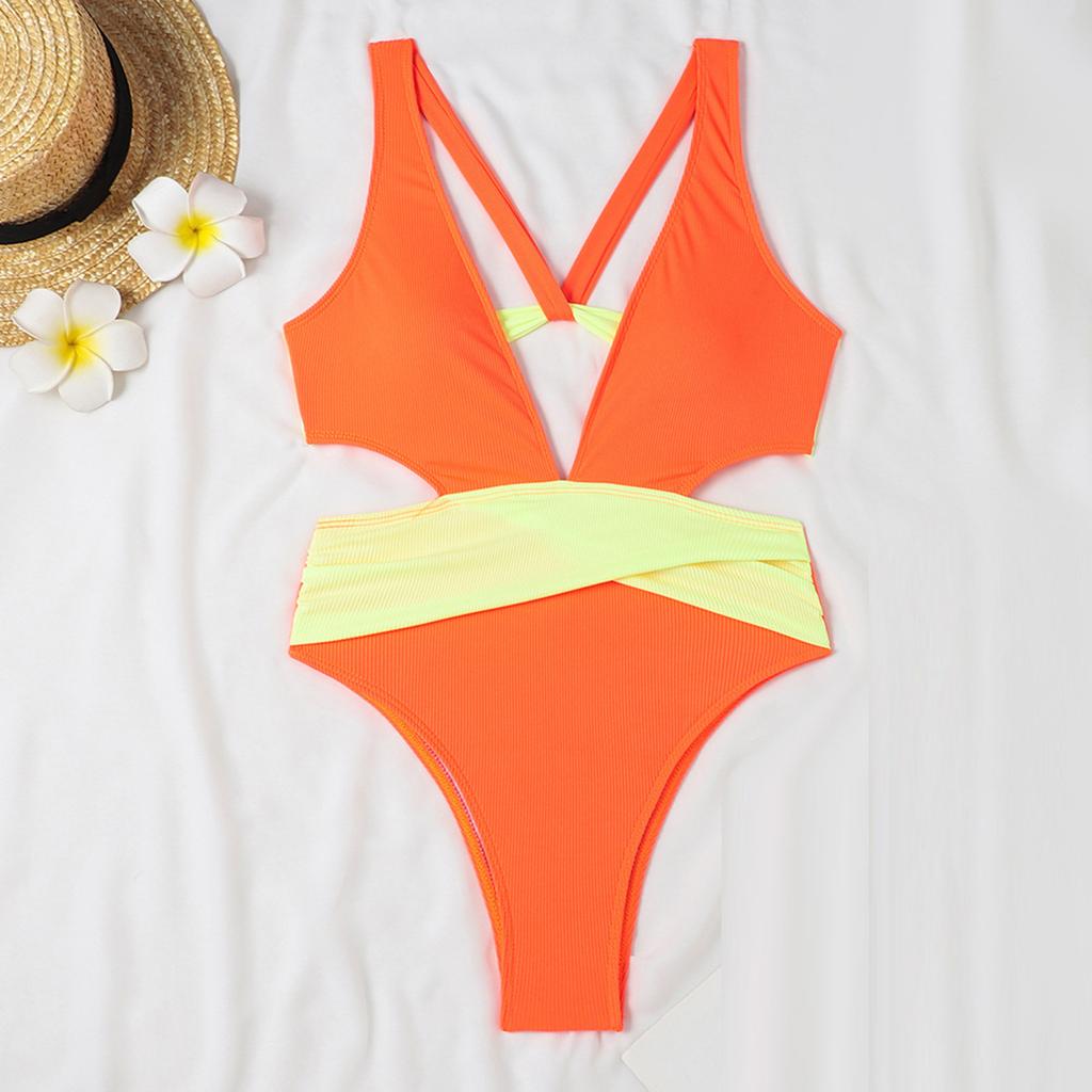 Women's One-Piece Sexy Bikini Solid Color With Bra Pads No Steel Support Swimsuit