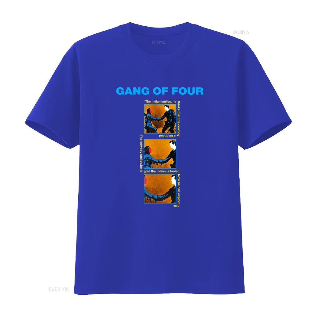 NEW POPULAR Gang of Four Entertainment English Music Logo T Shirt S 4XL with Comic Strip Print Vintage Washed Versatile