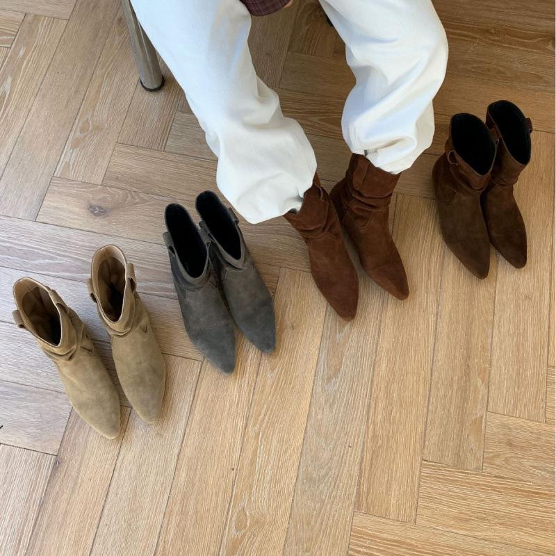 

2025 new matte stacking boots short thick heel low tube thin Martin fashion women s short boots Chelsea 39 верблюд