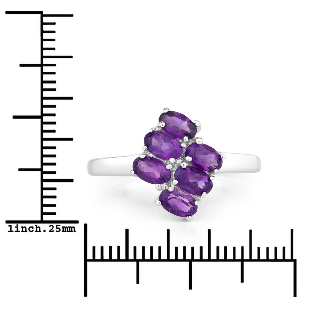 African Amethyst Cluster Ring Sterling Silver, Purple Gemstone Flower Ring, February Birthstone Ring for Women