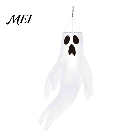 Lightweight Wind Decorations 44 Inch Halloween Hanging Ghost Windsock, White Flying Ghosts Flag Scary Yard Socks for Tree, Outdoor Patio, Party Decor